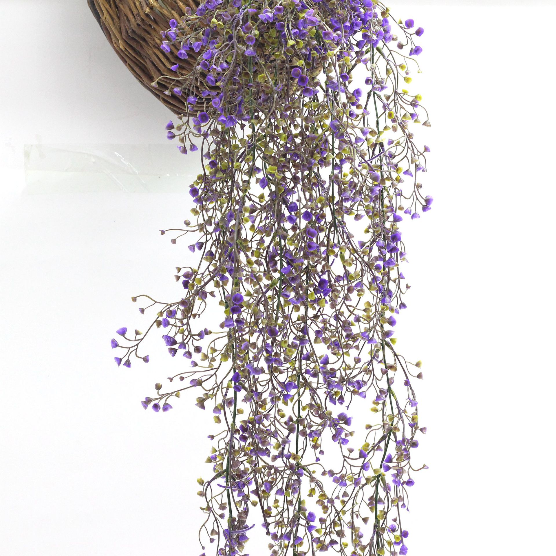 Amazon artificial Pared de ratán campana de oro sauce decoración del hogar planta verde simulación flor falsa boda cesta colgante