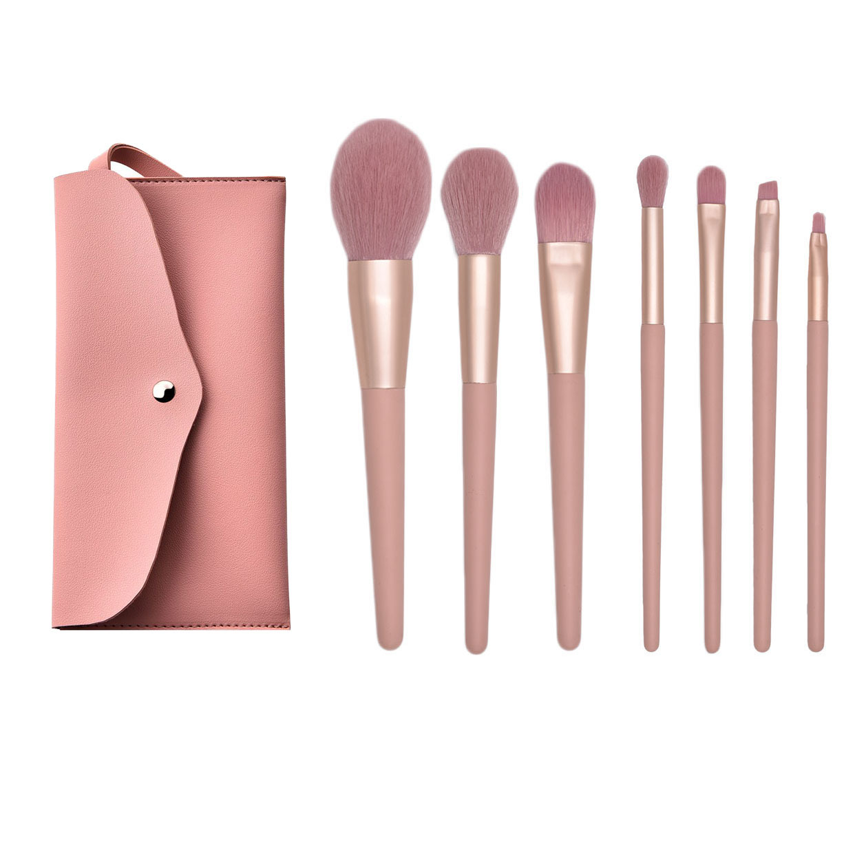 7 Unids 12 Unids nude Pink maquillaje cepillo conjunto suave principiante cepillo suelto rubor cepillo de sombra de ojos herramientas de belleza