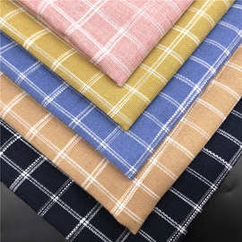 日系色织格子亚麻布料棉麻面料桌布箱包抱枕沙发布料批发 仿麻布
