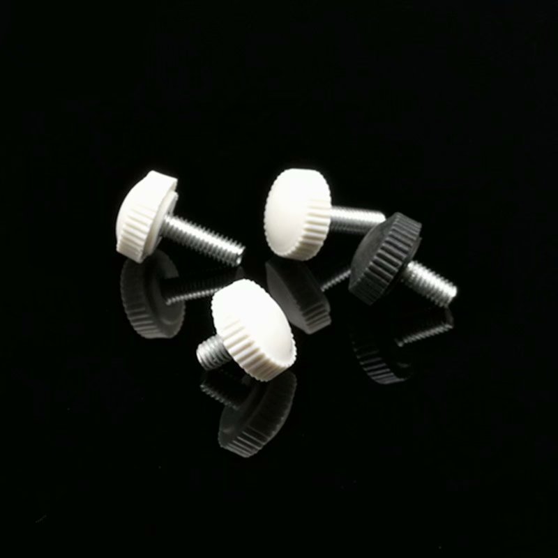 云兴螺丝供应灯饰配件手拧螺丝大胶头白色黑色塑料螺丝m4牙-m6牙