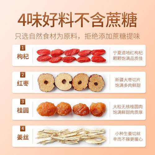 [Qilixiang] Red dates, longan, wolfberry and ginger shredded tea 120g boxed scented tea non-five treasures and eight combination tea for men's kidneys