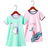 Pijama, cartoon children's skirt, family style, suitable for teen, with short sleeve, Korean style