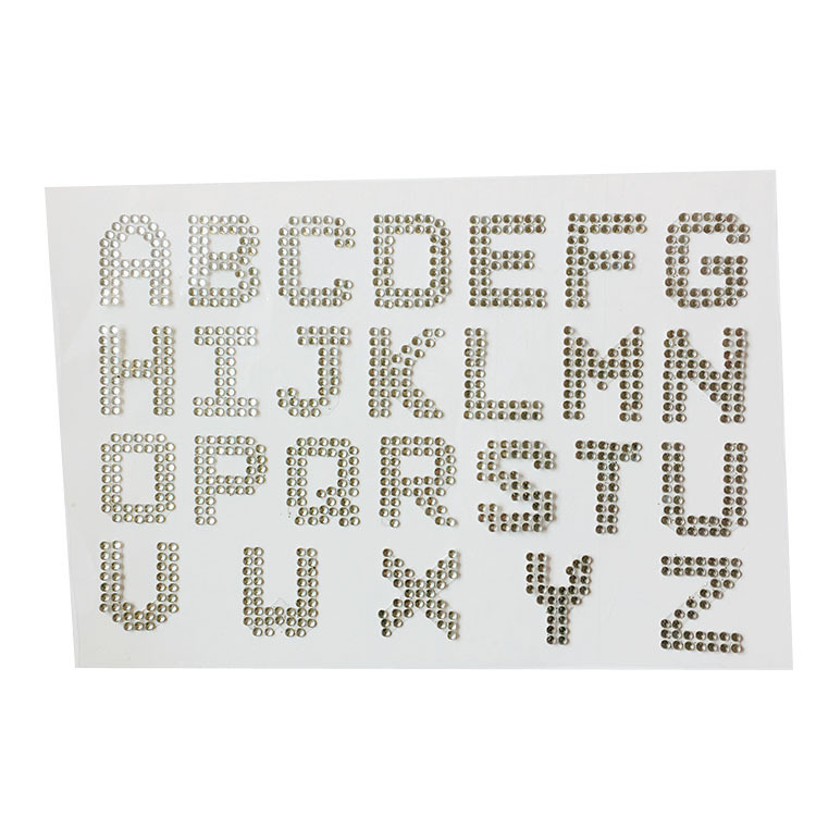 Etiqueta engomada de acrílico personalizada Etiqueta engomada del diamante de destello de cristal Etiqueta engomada digital del texto de los niños