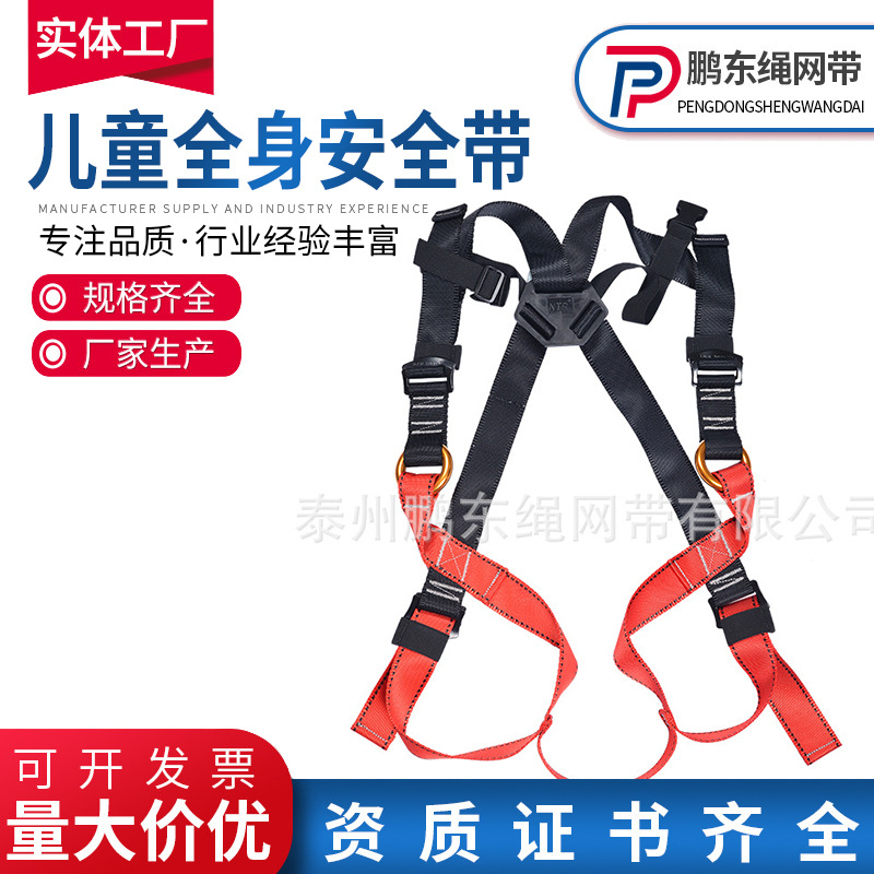 厂家供应儿童全身式安全带 防坠落攀登拓展保护带 速降安全带