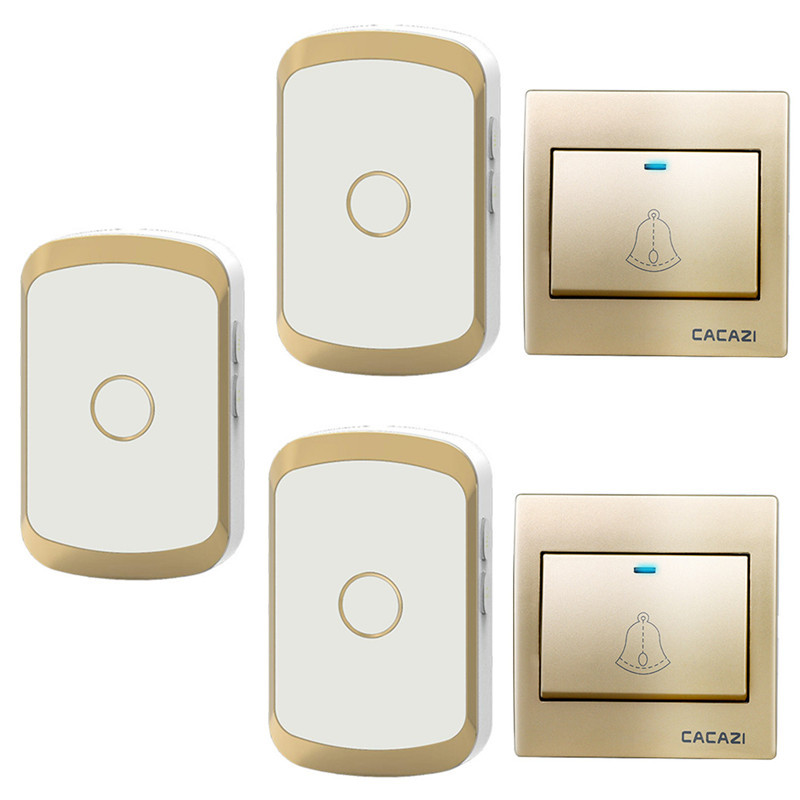 无线遥控电子家用门铃二拖三不用电线 呼叫器86型大按钮板 防水