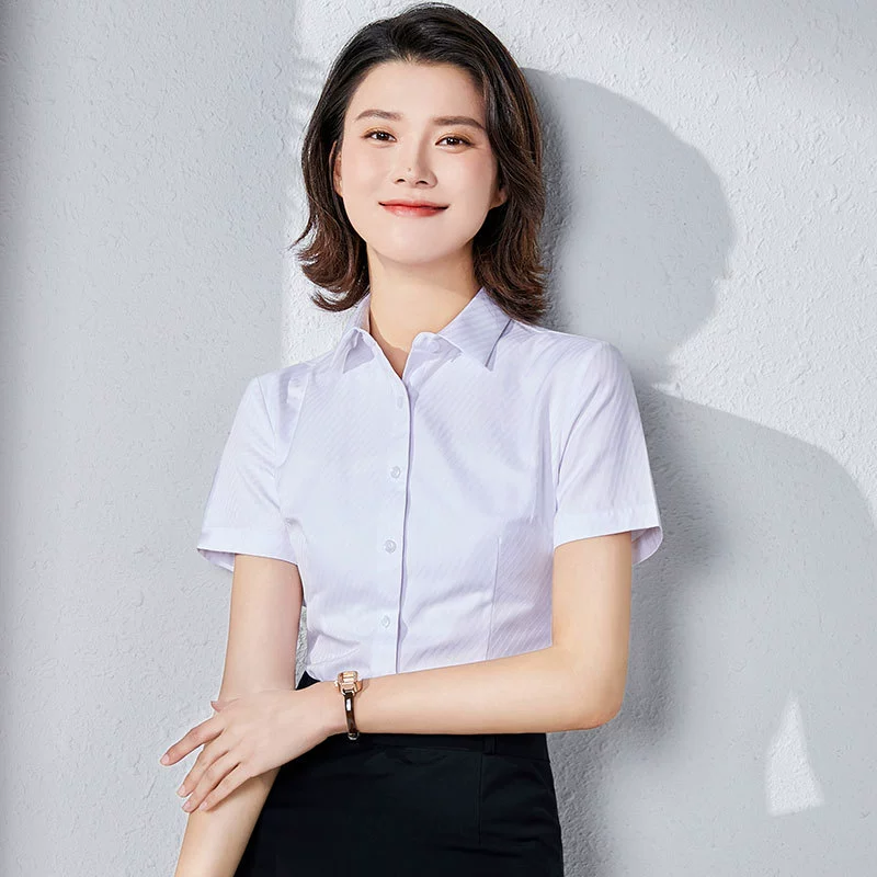[50% Хлопок CVC] Женские хлопковые рубашки без горячей полоски