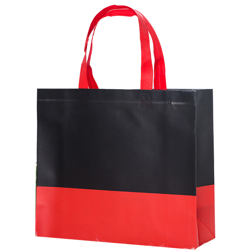 Película tridimensional bolsa portátil no tejida color protección del medio ambiente bolsa de compras portátil contraste color logo en stock bolso de las mujeres