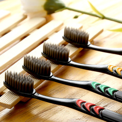 AiShu Adult Bamboo Charcoal Toothbrush, Household Soft Bristle Toothbrush, Independent Packaging, Manufacturer Toothbrush Wholesale Daily Necessities