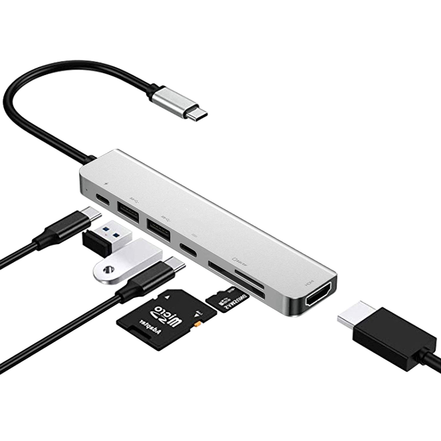 type-c to hdmi 4K HUB converter HUB 3.1 to HDMI 7 in 1type chub docking station