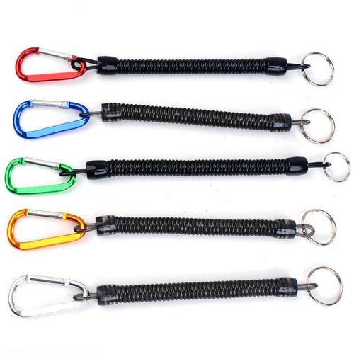 Fishing rod lost rope automatic telescopic wire ring rubber band rod protection rope extra long fishing supplies hanging key rope buckle