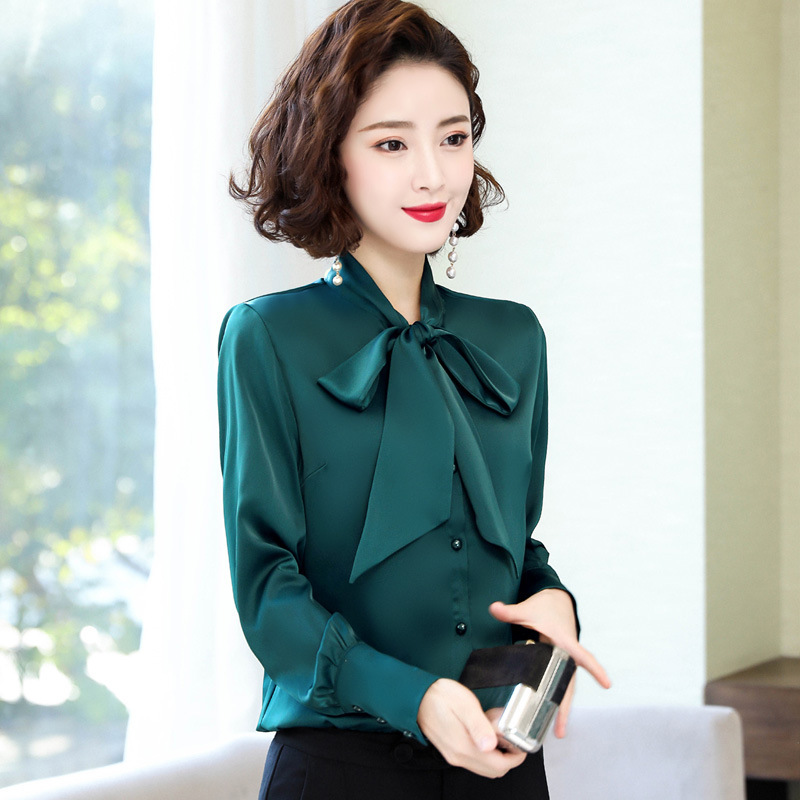 Lace-Up Bow Chiffon Shirt for Women, Long-Sleeved 2026 Spring New Fashion Loose Slimming Shirt, Elegant Top