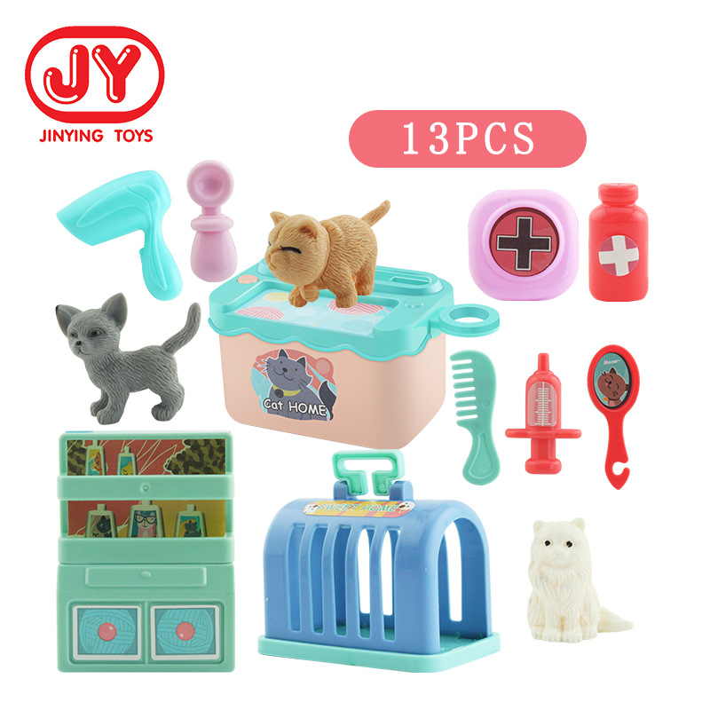 Amazon Venta caliente niños jugar casa juguetes simulación PET CAT Médicos equipo serie ventana caja fábrica al por mayor