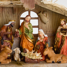 跨境树脂圣诞节现实生活耶稣的诞生场景套装 节日家居装饰品摆设