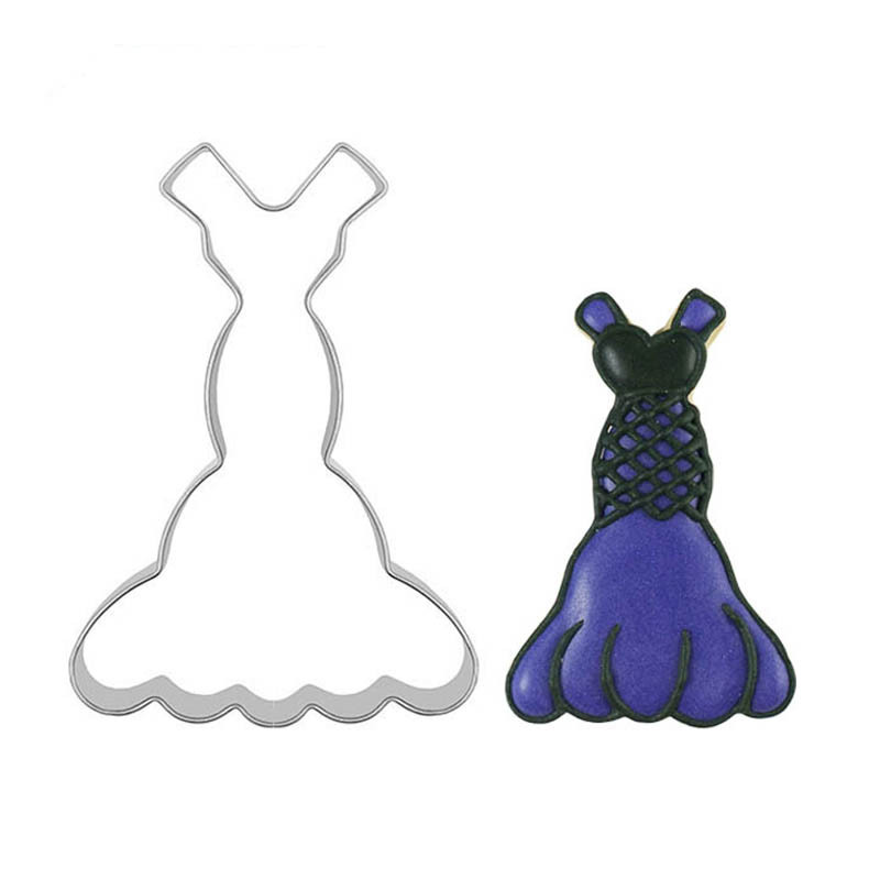 Stainless Steel Backless Skirt Pineapple Crisp Press Molded Frosting Cookie Mold Cookie Cutting Mold Wedding Dress Strap Dress