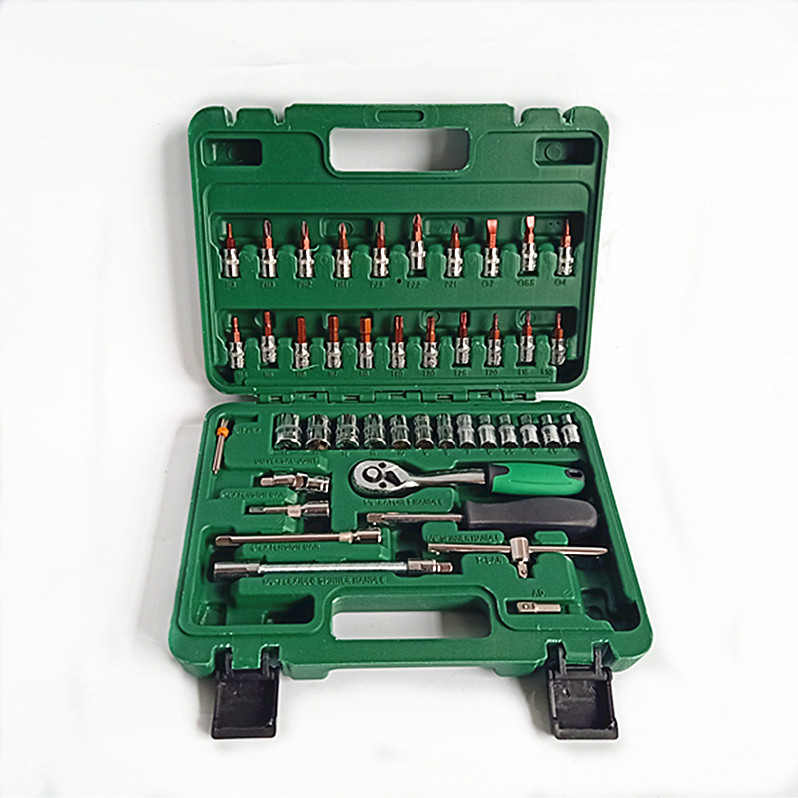 供应汽修工具套筒扳手72齿快速扳手46件套微型套筒扳手组合工具箱
