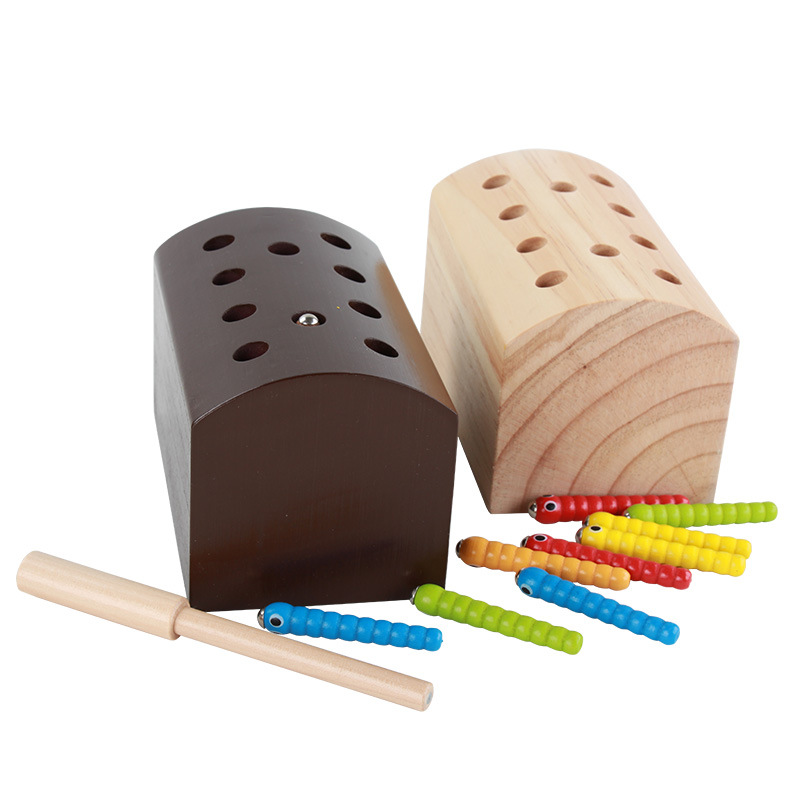 wooden magnetic interactive toy for fishing Montessori