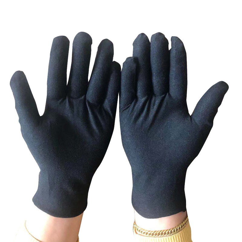 Fábrica en stock negro guantes joyería danza rendimiento Comercio exterior inspección wenwan etiqueta tarea guantes transfronteriza al por mayor