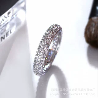 欧美跨境 wish热卖微镶满钻锆石圆圈戒指女 时尚气质优雅指环批发