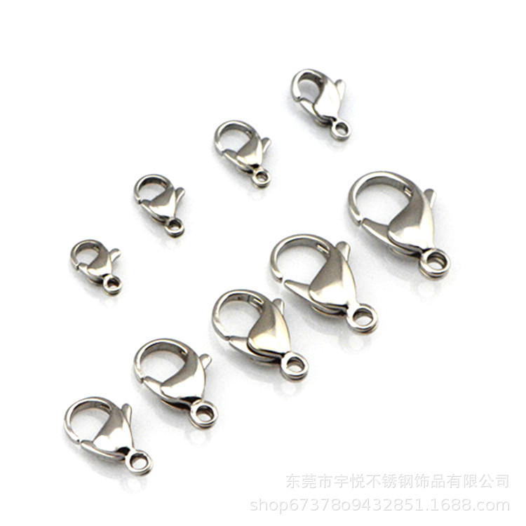 In-Stock Direct Supply of Stainless Steel Lobster Clasps in Various Sizes, Bracelet and Necklace Connectors, Jewelry Accessories, DIY Components