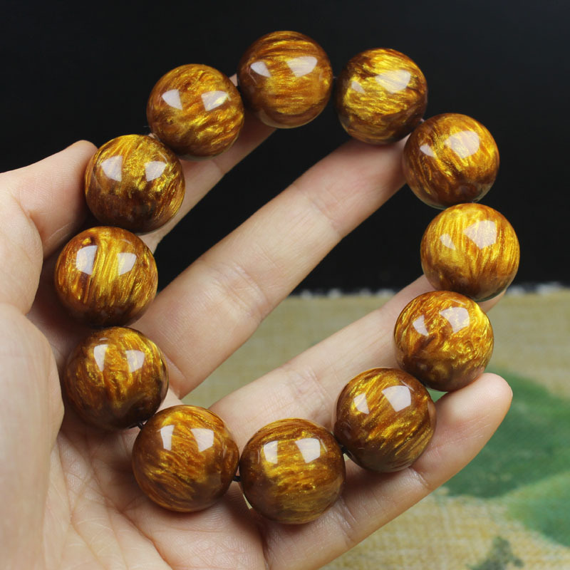 Gold silk Willow beads bracelet 108 beads bracelet 20mm 18 8mm multi-circle black coral second generation Willow