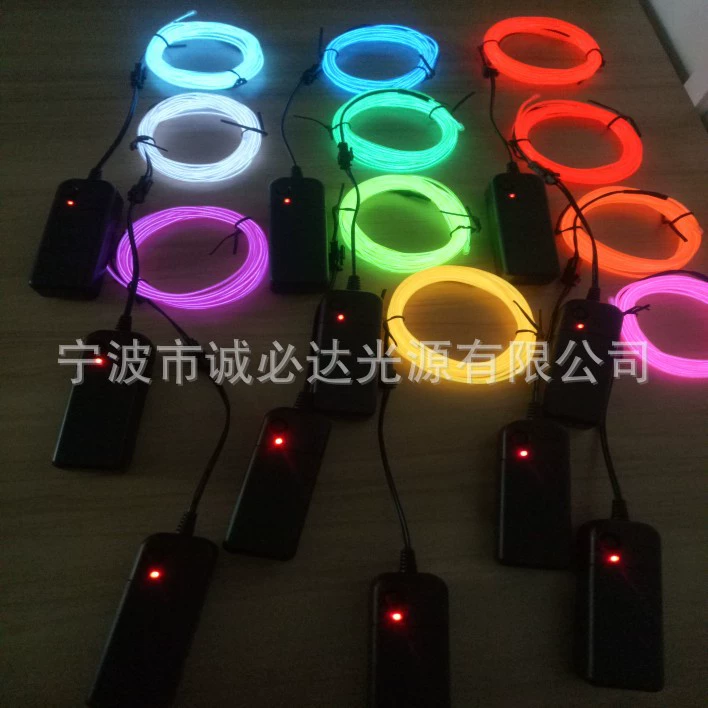 Высокояркий EL холодный свет 3D светящаяся маска 2,3 мм светящаяся линия батарейный отсек с широким краем автомобильного атмосферного освещения