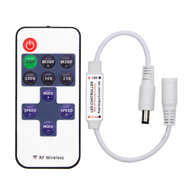 LED monochrome mini controller with DCLED monochrome light with dimmer RF wireless RF remote control 11 keys