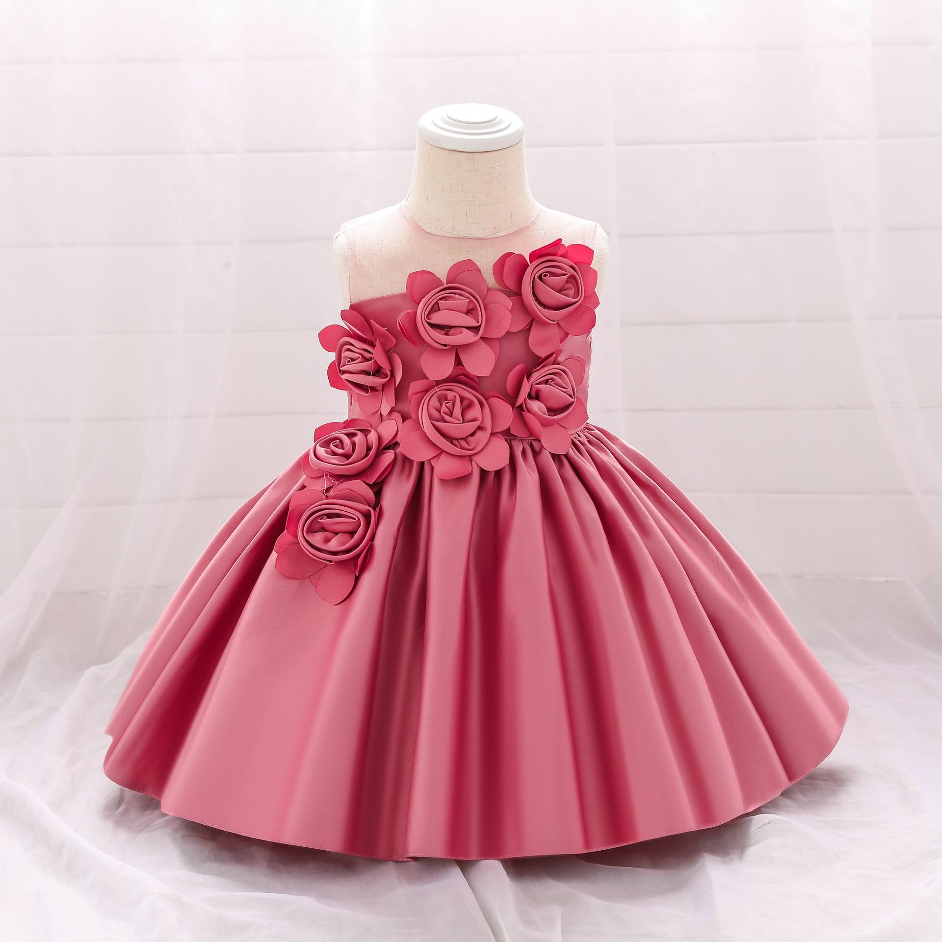 ins Cross-border AliExpress New Baby Wrought Cloth kid Princess Skirt Mesh Tube-length Three-dimensional Flower Children's Dress ins Cross-border AliExpress New Baby Wrought Cloth kid Princess Skirt Mesh Tube-length Three-dimensional Flower Children's Dress