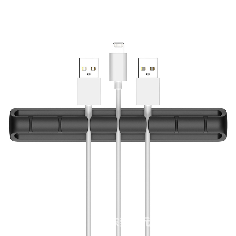 Enrollador de silicona cable de alimentación de escritorio Cable de almacenamiento de alambre clip de cable de datos organizador de cable Tarjeta de cable de soporte autoadhesivo