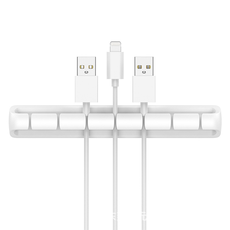 Enrollador de silicona cable de alimentación de escritorio Cable de almacenamiento de alambre clip de cable de datos organizador de cable Tarjeta de cable de soporte autoadhesivo