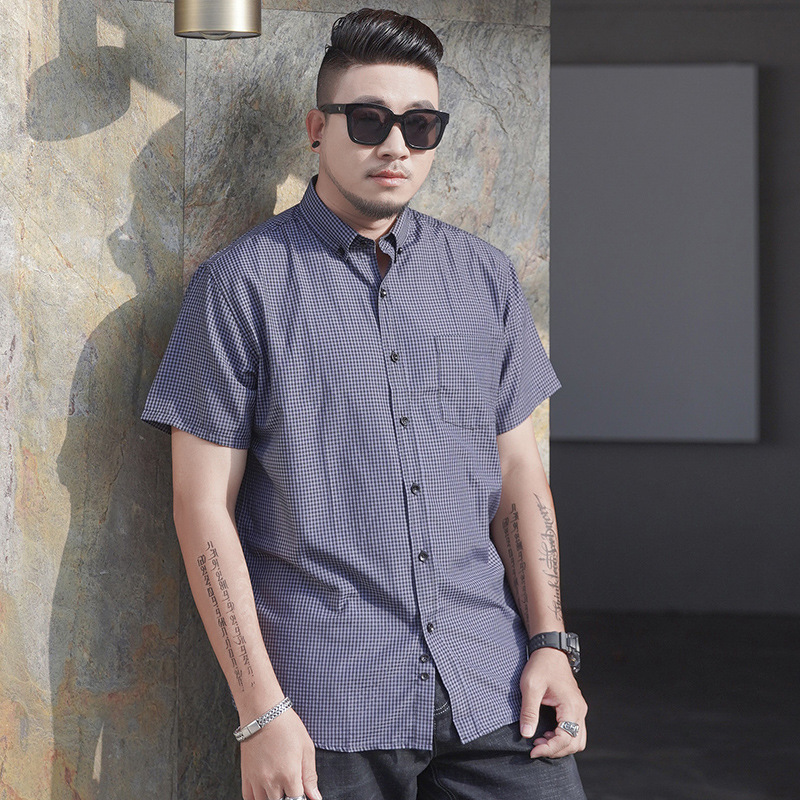 Pioneer Wolf plus size Men's Short-sleeved Shirt Business Casual Multi-color All-match Color Short-sleeved Woven Shirt Men's Plus Fat Plus Pioneer Wolf plus size Men's Short-sleeved Shirt Business Casual Multi-color All-match Color Short-sleeved Woven Shirt Men's Plus Fat Plus