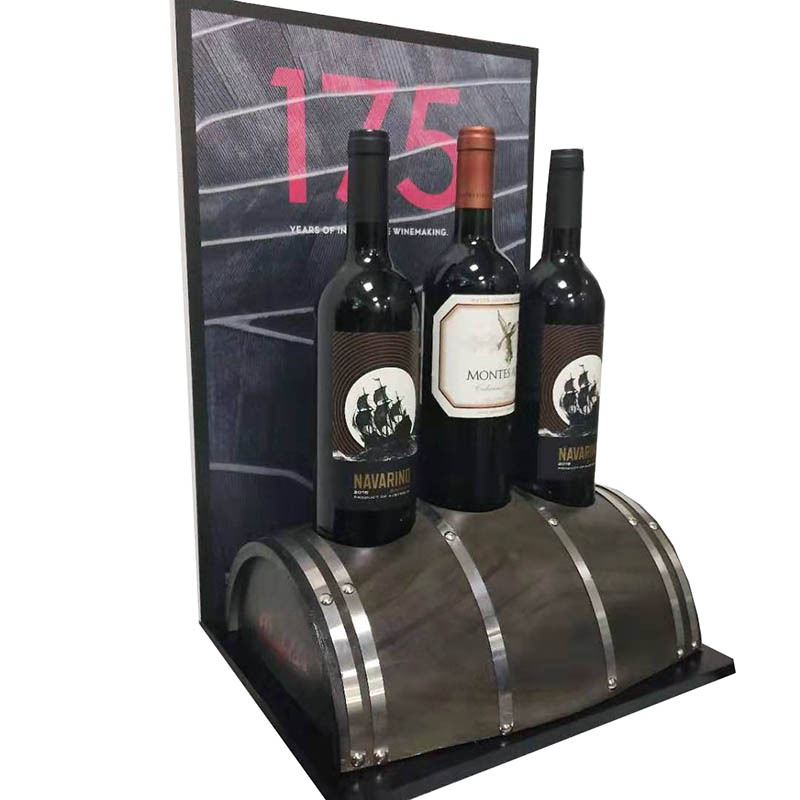 红酒葡萄酒展架酒桶底座支架3瓶装木桶酒座陈列架 acrylic holder