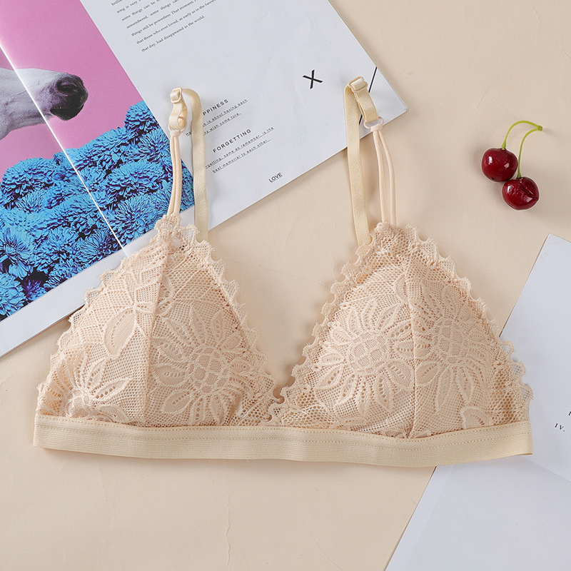 Europa y América sexy encaje inalámbrico sujetador francés desmontable triángulo taza ropa interior de las mujeres ajustable chica tubo superior