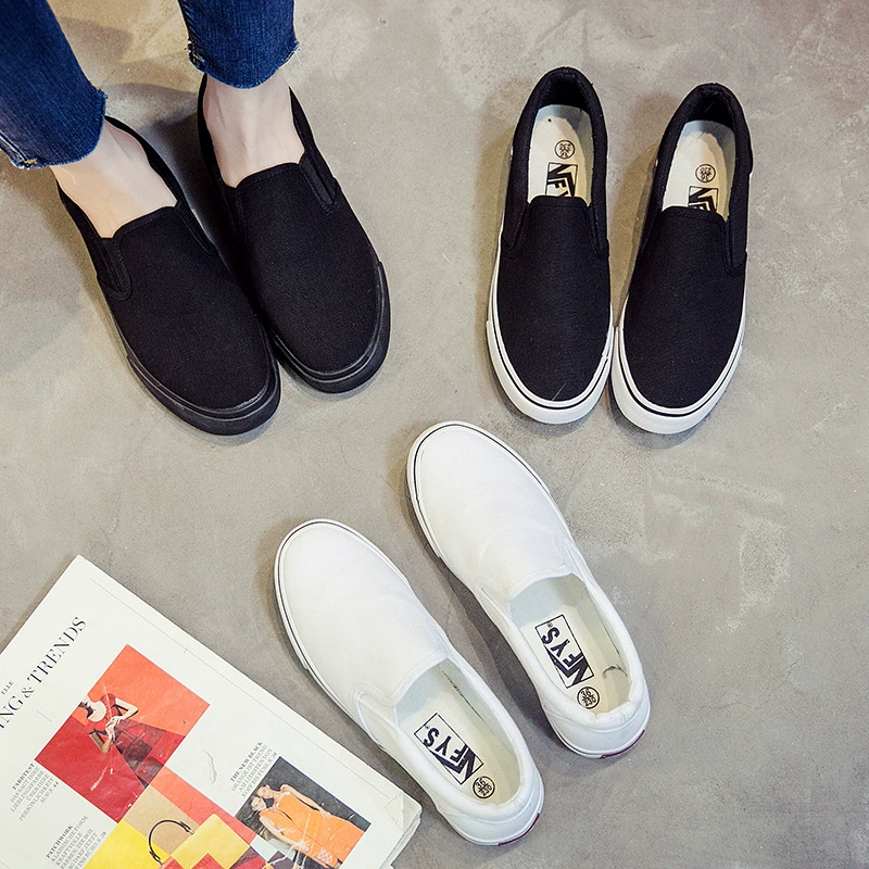 Универсальные базовые белые парусиновые туфли, женские летние, 2020, Новое поступление, ленивые тканевые туфли, универсальные белые туфли без шнуровки в Корейском стиле