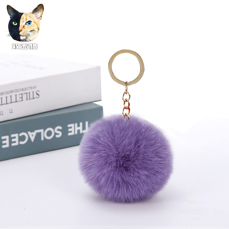 Cross-border exclusive 8cm imitation Rex rabbit fur ball keychain pendant imitation fur ball key chain accessories factory direct sales