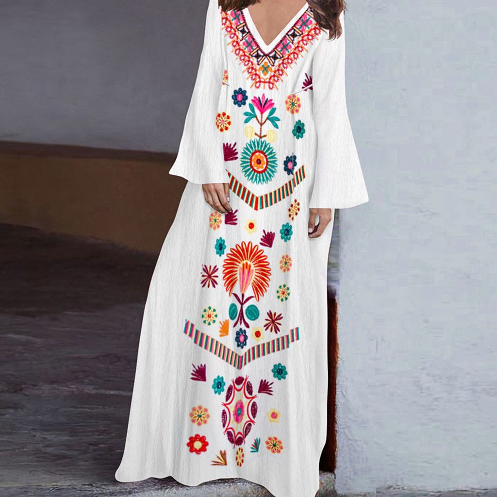 2025 verano comercio exterior suministro transfronterizo amazon ropa de moda europea y americana suelta V-collar vestido vestido largo bifurcado image 10