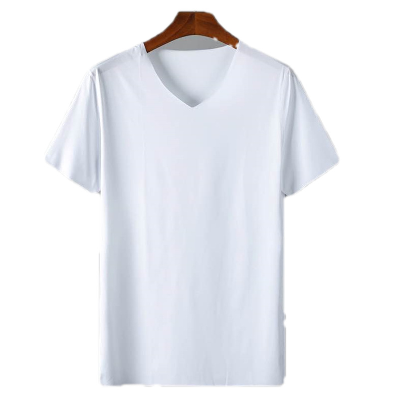NanRenShuai/Nanren hombres guapos camiseta hombres de manga corta con cuello en V elástico casual corte color sólido más tamaño hombres