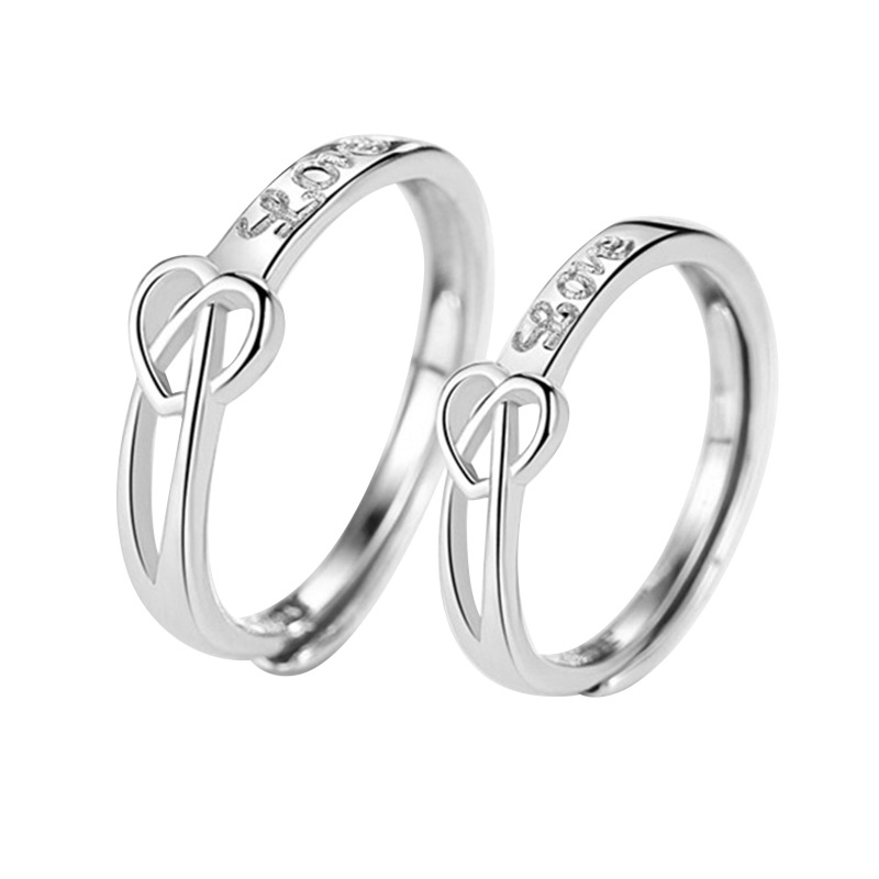 S925 estilo coreano simple amor entrelazado anillo de pareja de plata esterlina para siempre amor anillo abierto permanente una generación