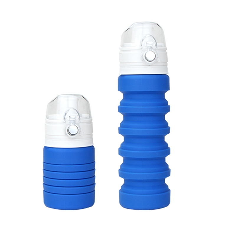 Amazon nueva botella de agua plegable deportes al aire libre botella de agua de silicona montañismo ciclismo botella de agua de silicona se puede imprimir logotipo