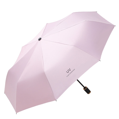 UV Black Vinyl Sun Umbrella, All-Weather, UV Protection, Sunscreen, Folding Umbrella for Women, Advertising Umbrella with Logo