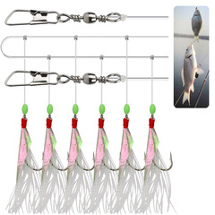 Weihe Sea Fishing Multi-Prong Hook with Fishy-Scented, Glow-in-the-Dark Design – 6 Hooks per String / 27# Seahorse Hook for Mackerel & Spanish Mackerel