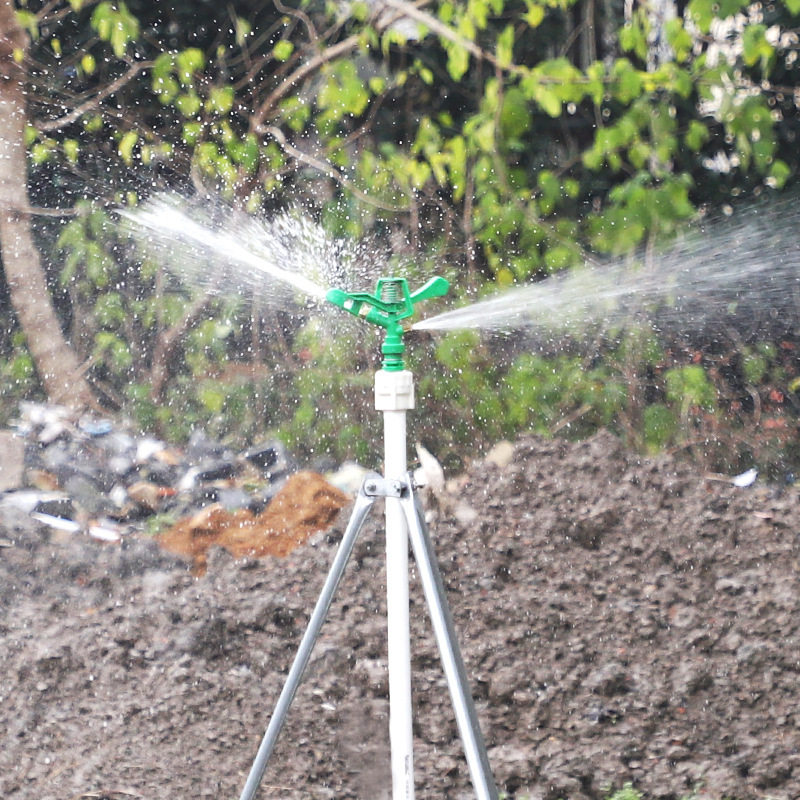 Rociador de plástico rociador de doble pulverización de riego de césped 6 puntos rociador de jardinería verde 360 grados rociador libre de impuestos