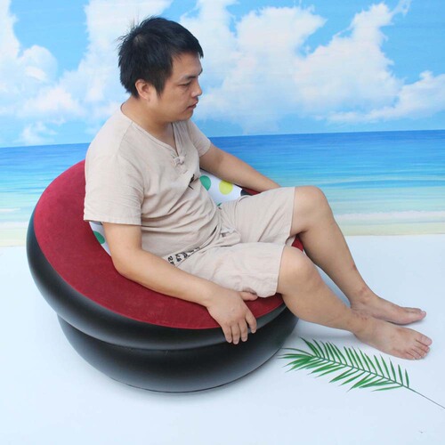 PVC inflatable simple flocking indoor home inflatable sofa outdoor lazy sofa flocking portable inflatable stool