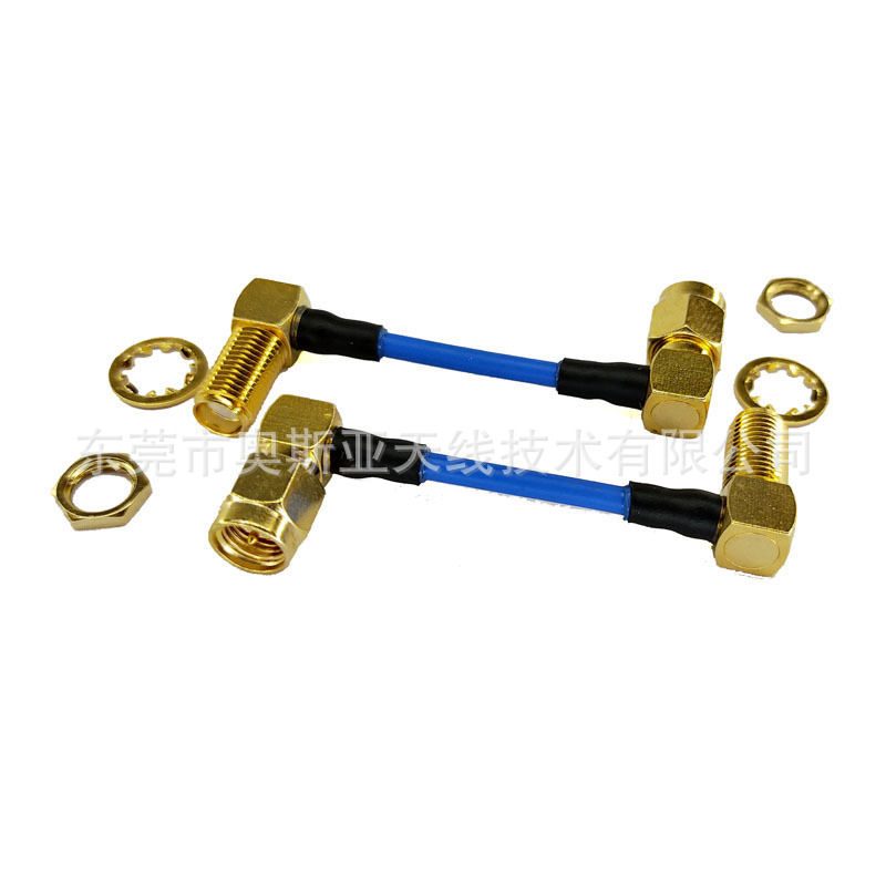 SMA公头转接SMA母头弯头90度RG405/086线通讯设备端馈线跳LTE线