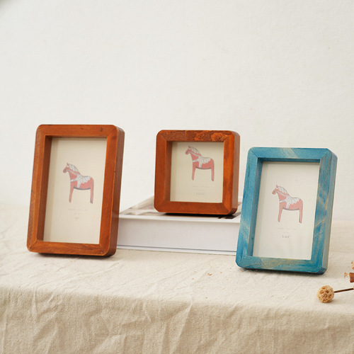 Creative Wooden Personalized Iron Picture Frame Table Wooden Photo Stand Simple Modern Decor 3 inches 5 inches 6 inches 7 inches