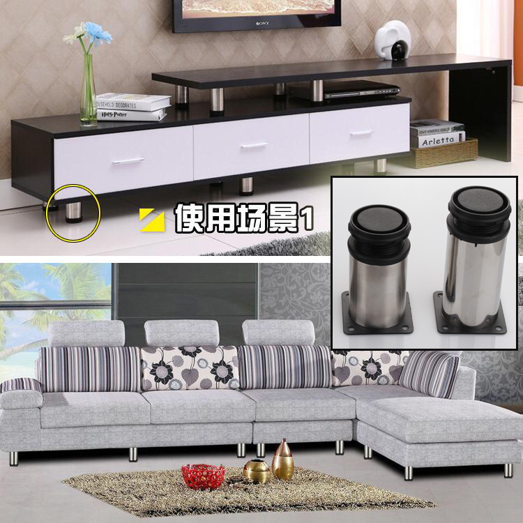 En stock gabinete de baño de acero inoxidable gabinete pierna gabinete de acero inoxidable ajustable gabinete pierna muebles pierna ajustable sofá pierna mesa de café espesado