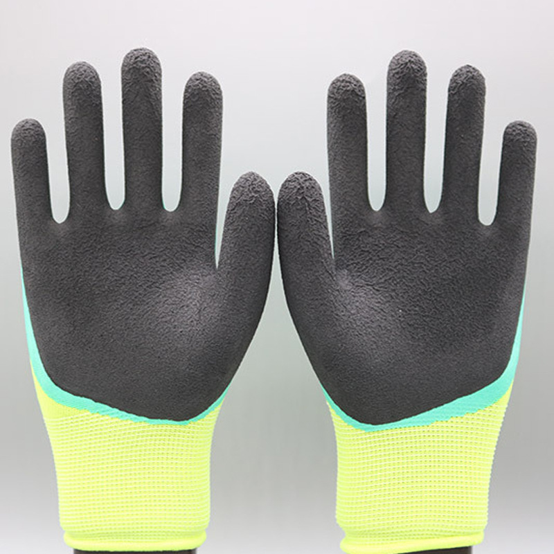 Guantes de protección laboral guantes de trabajo de nylon de doble capa reforzada de inmersión de Palma guantes de trabajo antideslizantes resistentes al desgaste para el sitio de construcción al por mayor