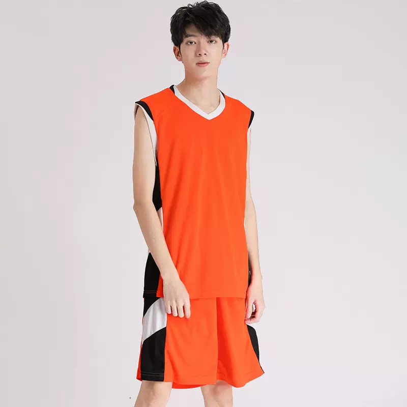 定制速干男士篮球服套装 夏季无袖v领宽松大码篮球衣厂家可印logo