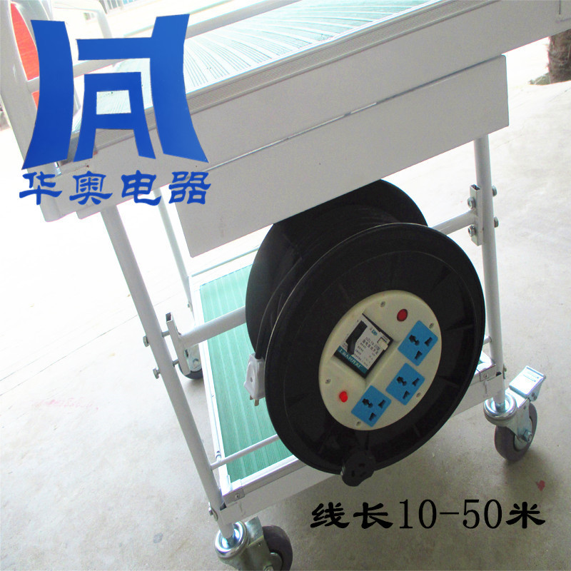 带电源线仪器仪表拖车 手推式防静电仪表车 带电缆盘双层仪器推车