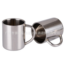 双层不锈钢口杯幼儿园儿童杯带耳咖啡杯茶杯牛奶杯隔热防烫杯子