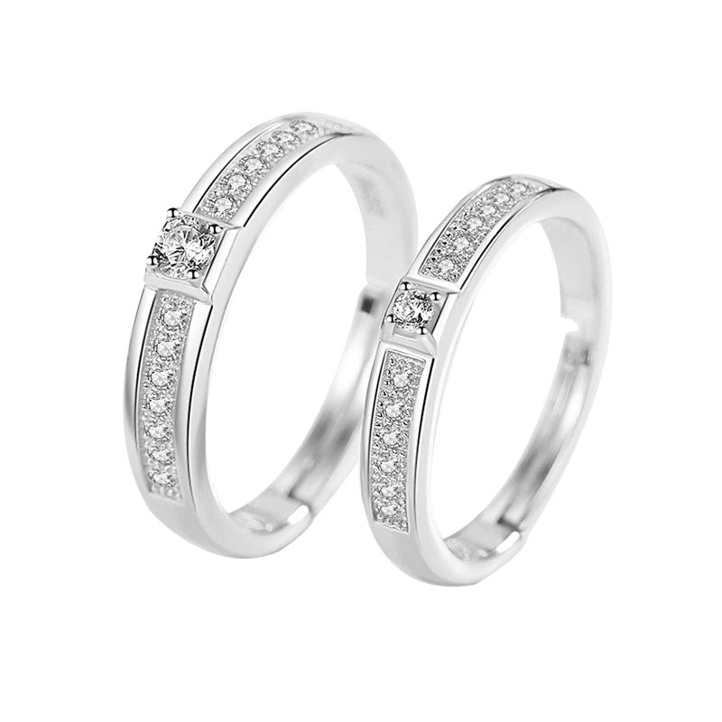 S925 anillo de plata esterlina número 520 par anillo abierto te amo anillo de circón simple 1314 al por mayor